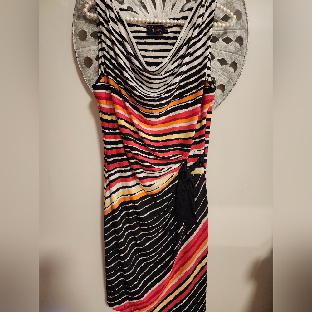 Sarong Side Tie Multi Color Dress